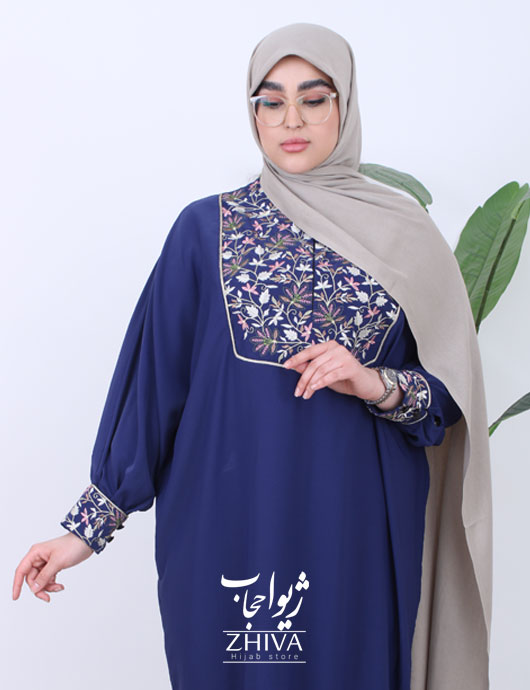 عبا خرج كار گلدوزی گلاره سرمه ای روشن
