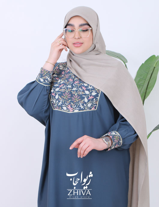 عبا خرج كار گلدوزی گلاره آبی نفتی