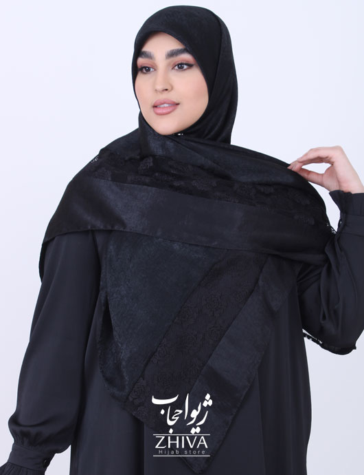 روسری مشكی حاشيه تور کوپرا مزونی