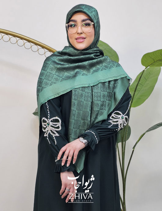 عبا افرا جواهردوزی پاپيون سبز