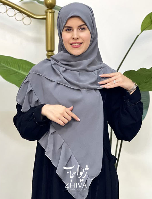 روسری کش دار مریم چین دار طوسی