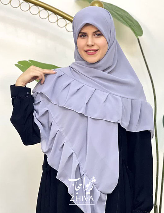 روسری کش دار مریم چین دار طوسی 2