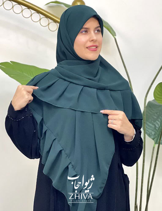 روسری کش دار مریم چین دار سبز