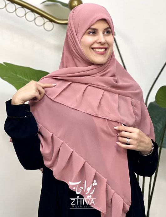 روسری کش دار مریم چین دار صورتی