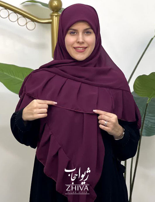 روسری کش دار مریم چین دار زرشکی