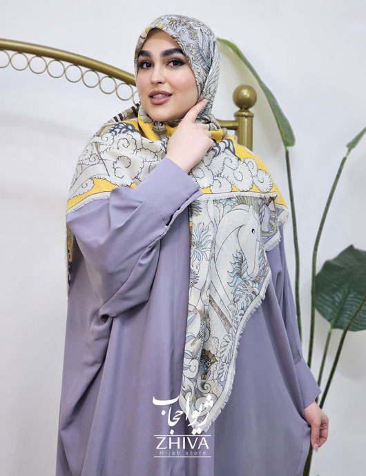 مانتو عبایی ترنج جلوباز طوسی