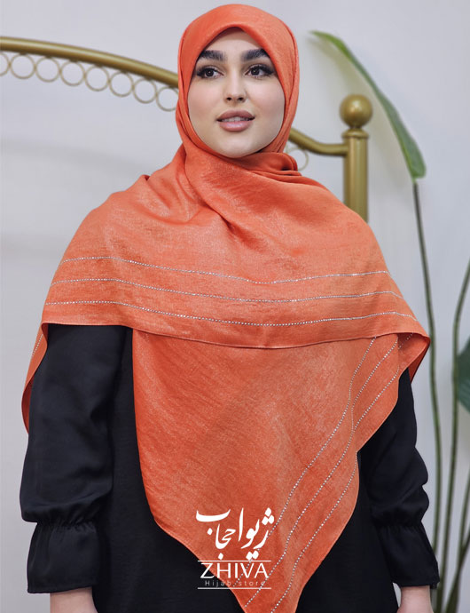 روسری وال اسلپ حاشيه نگين نارنجی