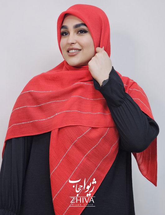 روسری وال اسلپ حاشيه نگين قرمز
