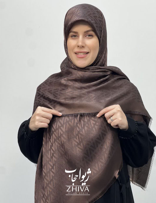 روسری لمه قهوه ای كد 10	