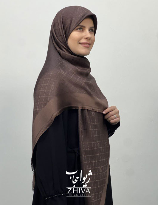 روسری لمه قهوه ای كد 12	