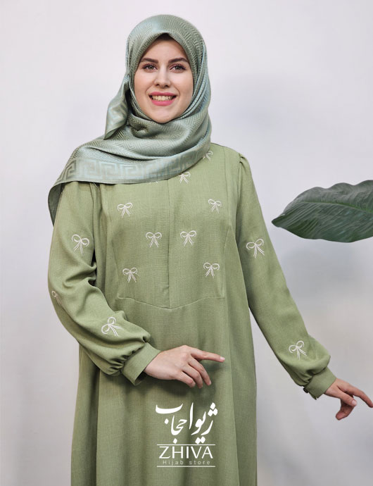 عبا پاپيون گلدوزی سبز