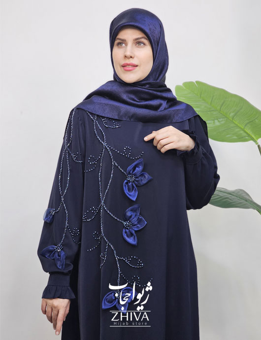 عبا آترين جواهردوزی سرمه ای