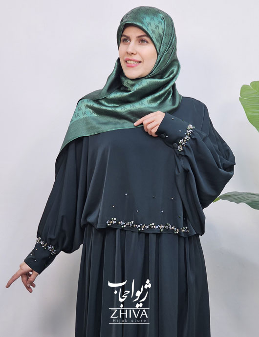   عبا ارغوان جواهردوزی سبز