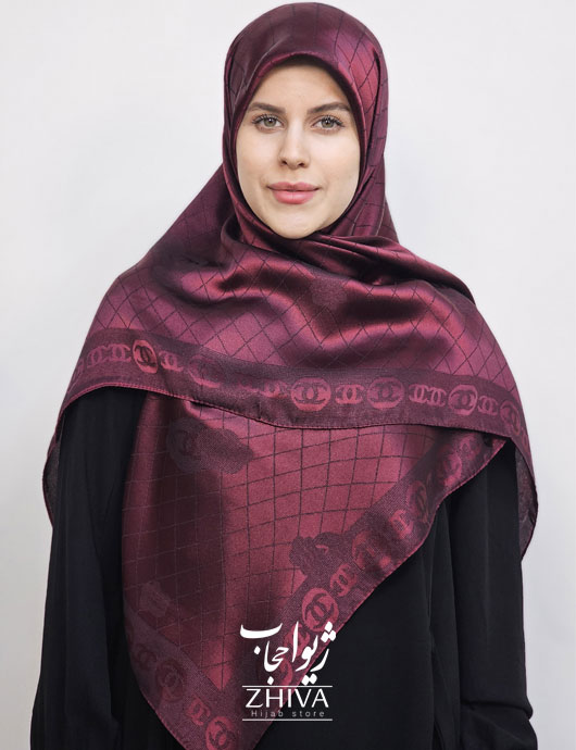 روسری لمه زرشكی قواره120 كد 1