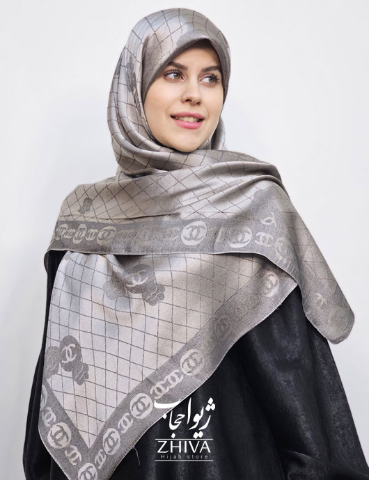 روسری لمه طوسی قواره 120 كد 1