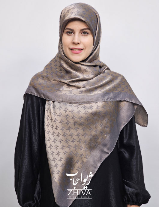 روسری لمه طوسی قواره 120 كد 2