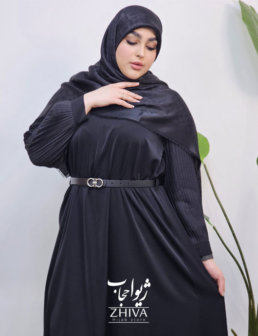 عبا هلن آستين پليسه مشكی	