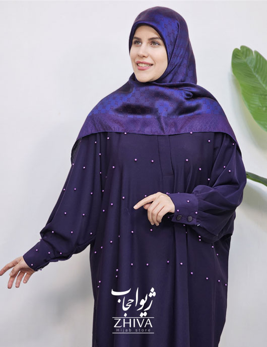 مانتو عبایی مروارید بنفش