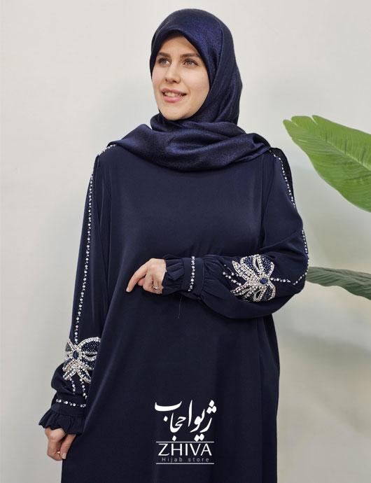 افرا پاپيون جواهردوزی سرمه ای	