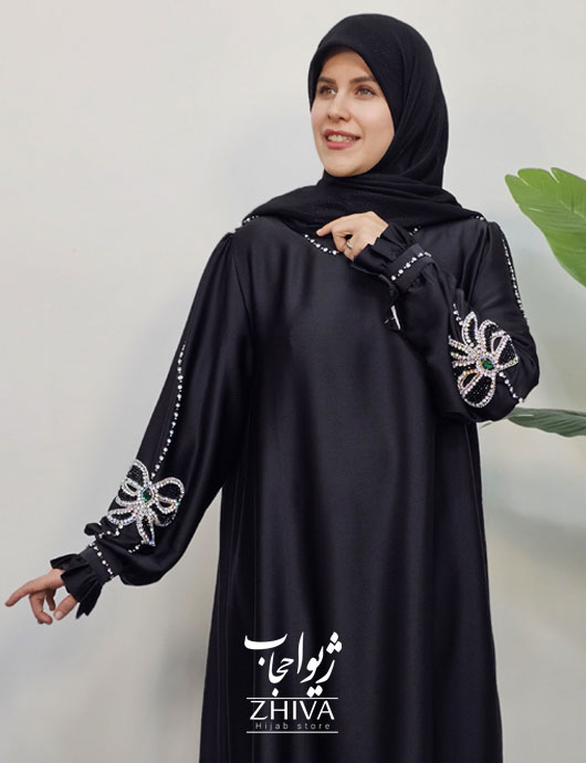 افرا پاپيون جواهردوزی مشكی ساتن جوليا