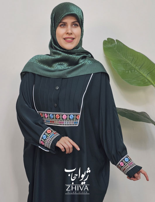 مانتو عبایی ياسمين سبز