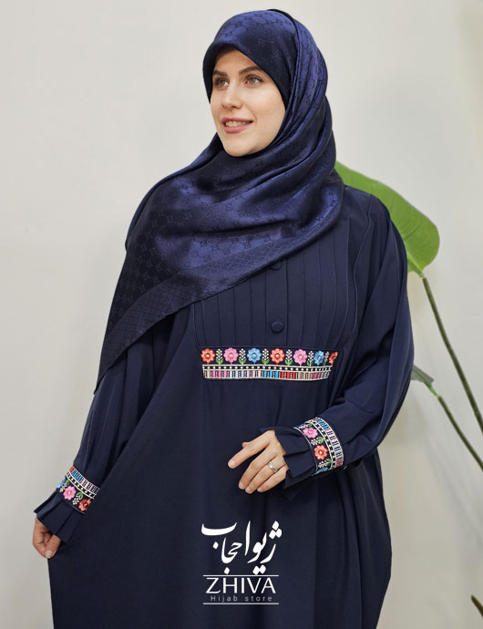 مانتو عبایی ياسمين سرمه ای