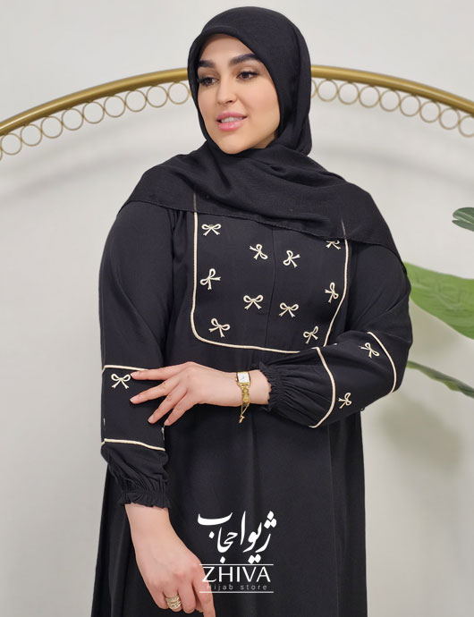 عبا پاپيون گلدوزی مشكی