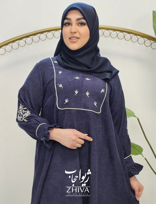 عبا آنا گلدوزی سرمه ای	