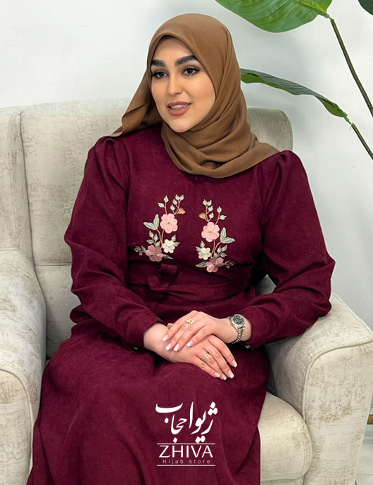 عبای گلدوزی ماری زرشكی