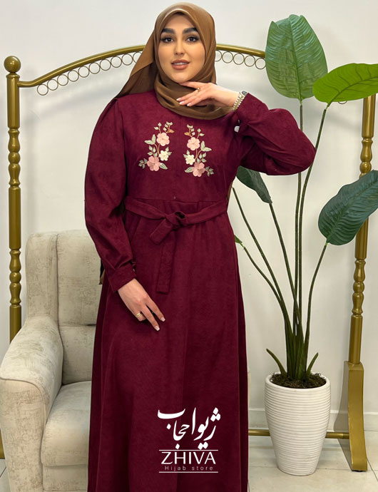 عبای گلدوزی ماری زرشكی