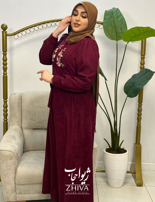 عبای گلدوزی ماری زرشكی
