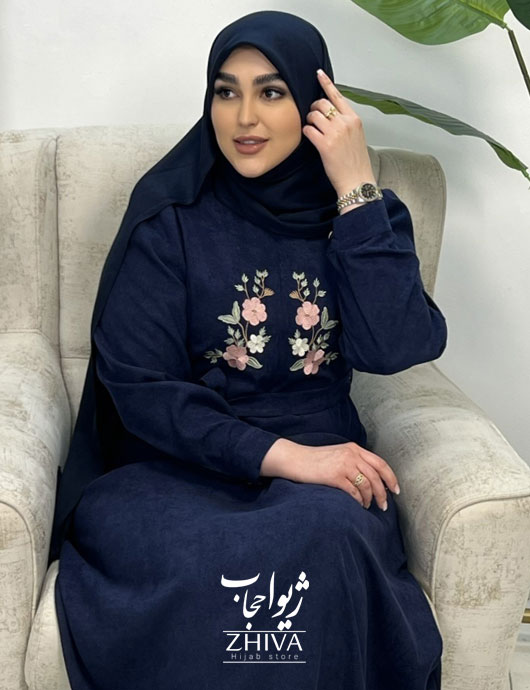 عبای گلدوزی ماری سرمه ای