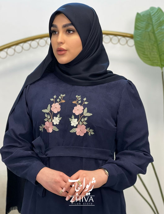عبای گلدوزی ماری سرمه ای