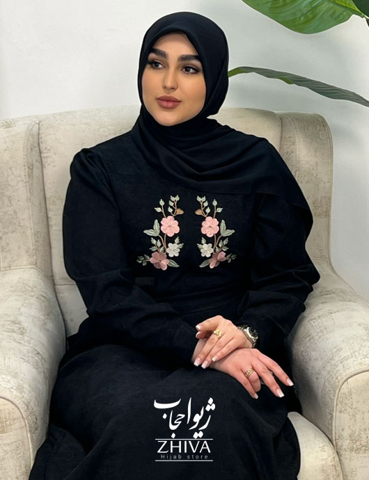 عبای گلدوزی ماری مشكی