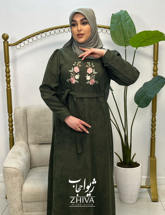 عبای گلدوزی ماری سبز