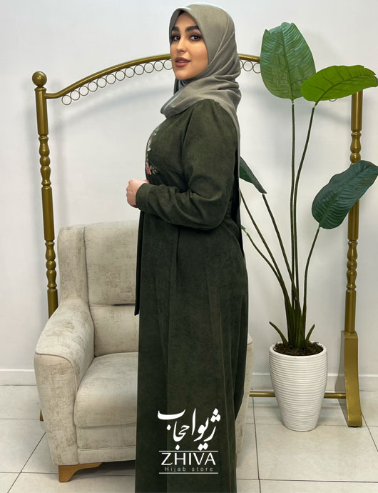 عبای گلدوزی ماری سبز
