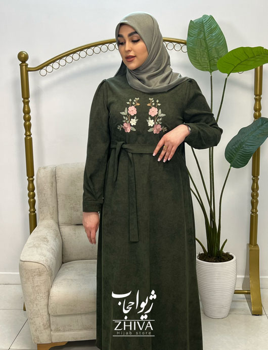 عبای گلدوزی ماری سبز