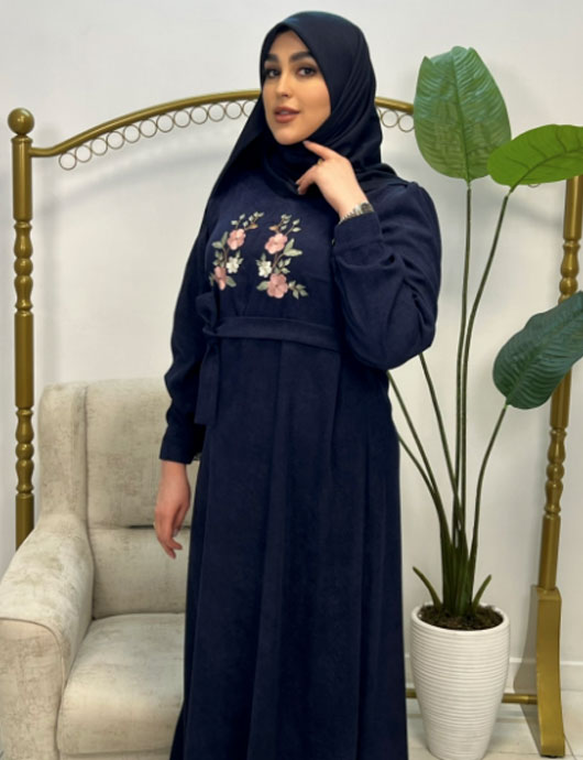 عبای گلدوزی ماری سرمه ای