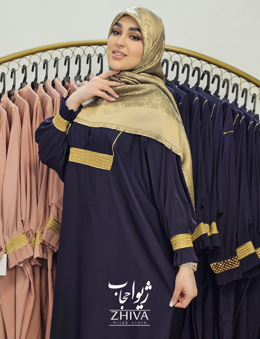 مانتو عبایی ياسمين بادمجانی كاملا سالم