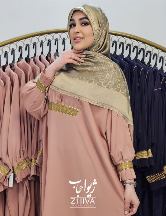 مانتو عبایی یاسمین گلبهی كاملا سالم