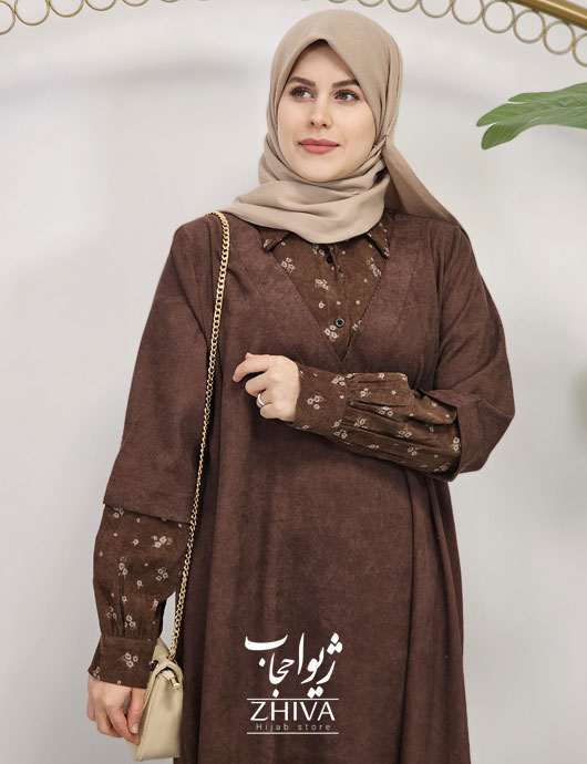 عبا ترلان مخمل قهوه ای
