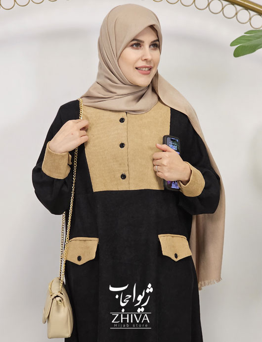 عبای كامليا مشكی كرم