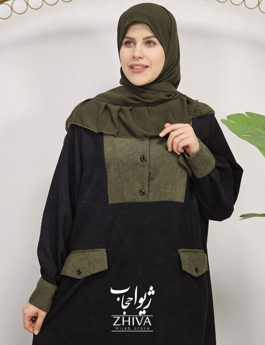 عبای كامليا مشكی سبز