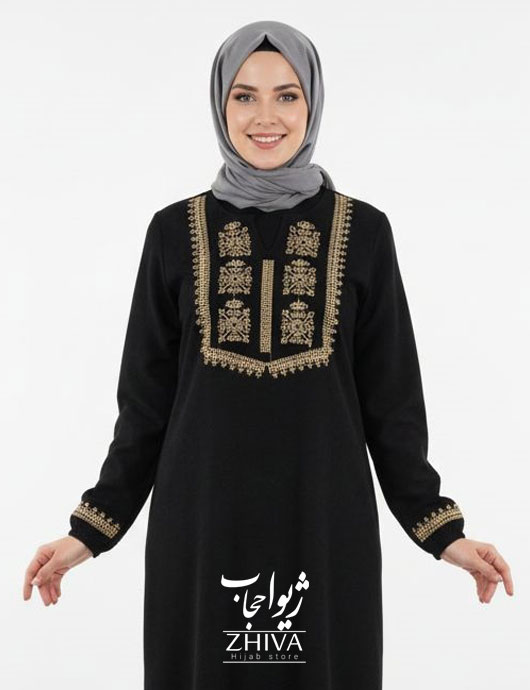 عبا گلدوزی طرح سنتی مشكی