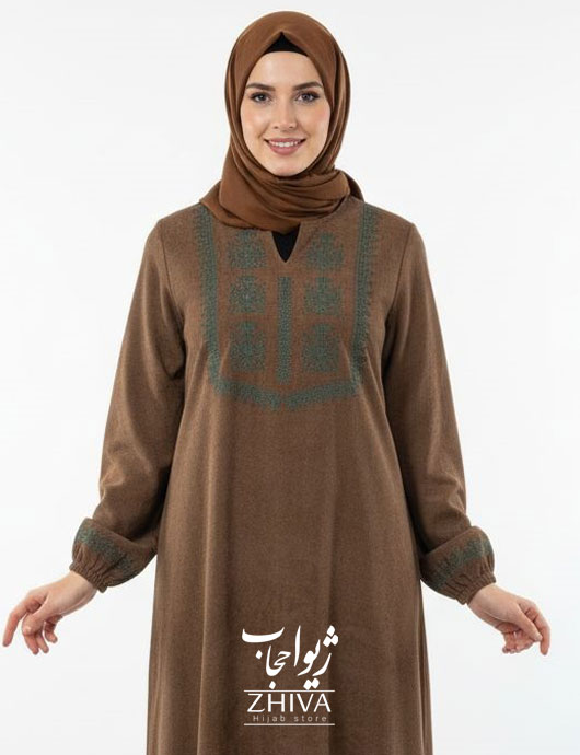 عبا گلدوزی طرح سنتی نسكافه ای