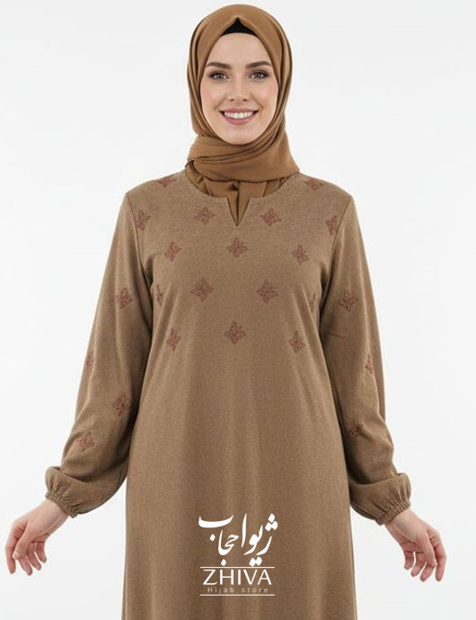 عبای مخمل کبریتی گلدوزی پروانه كرمی