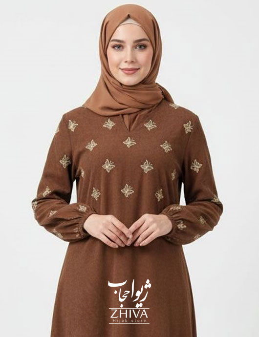 عبای مخمل کبریتی گلدوزی پروانه شتری