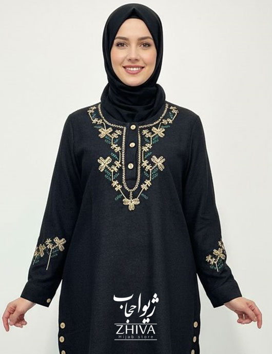 شومیز کبريتی گلدوزی سنتی مشكی	