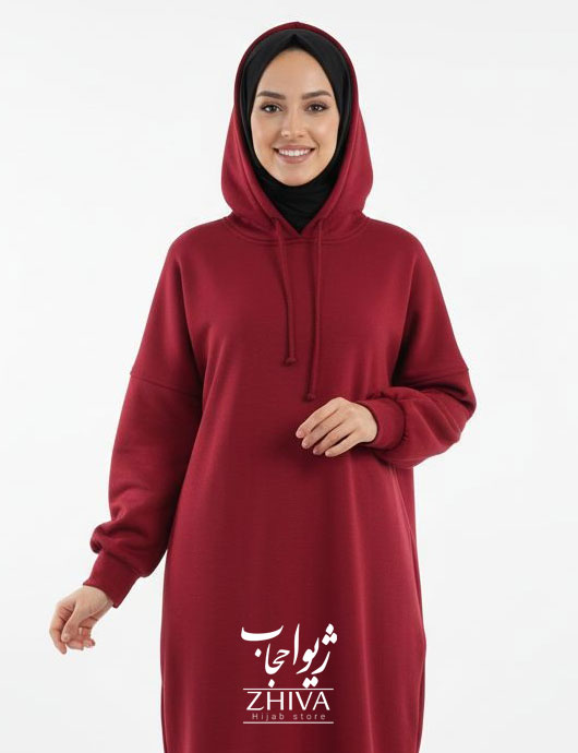 هودی كلاه دار زرشكی