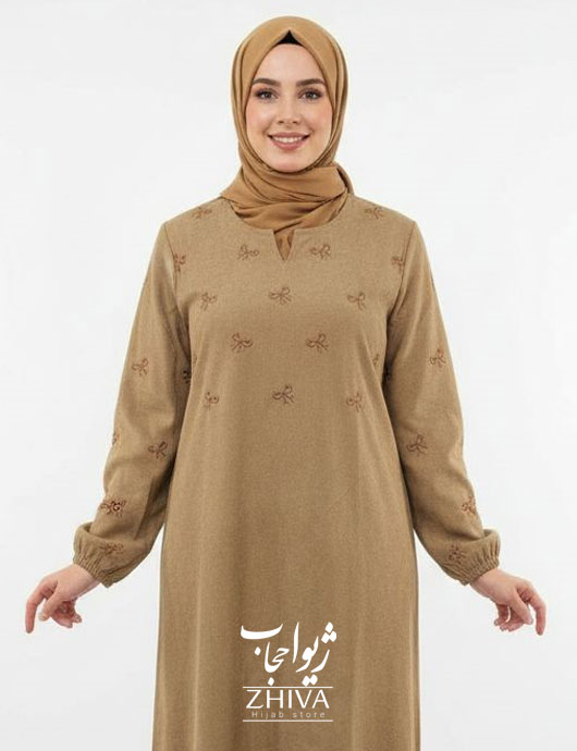 عبا گلدوزی پاپيون كرمی